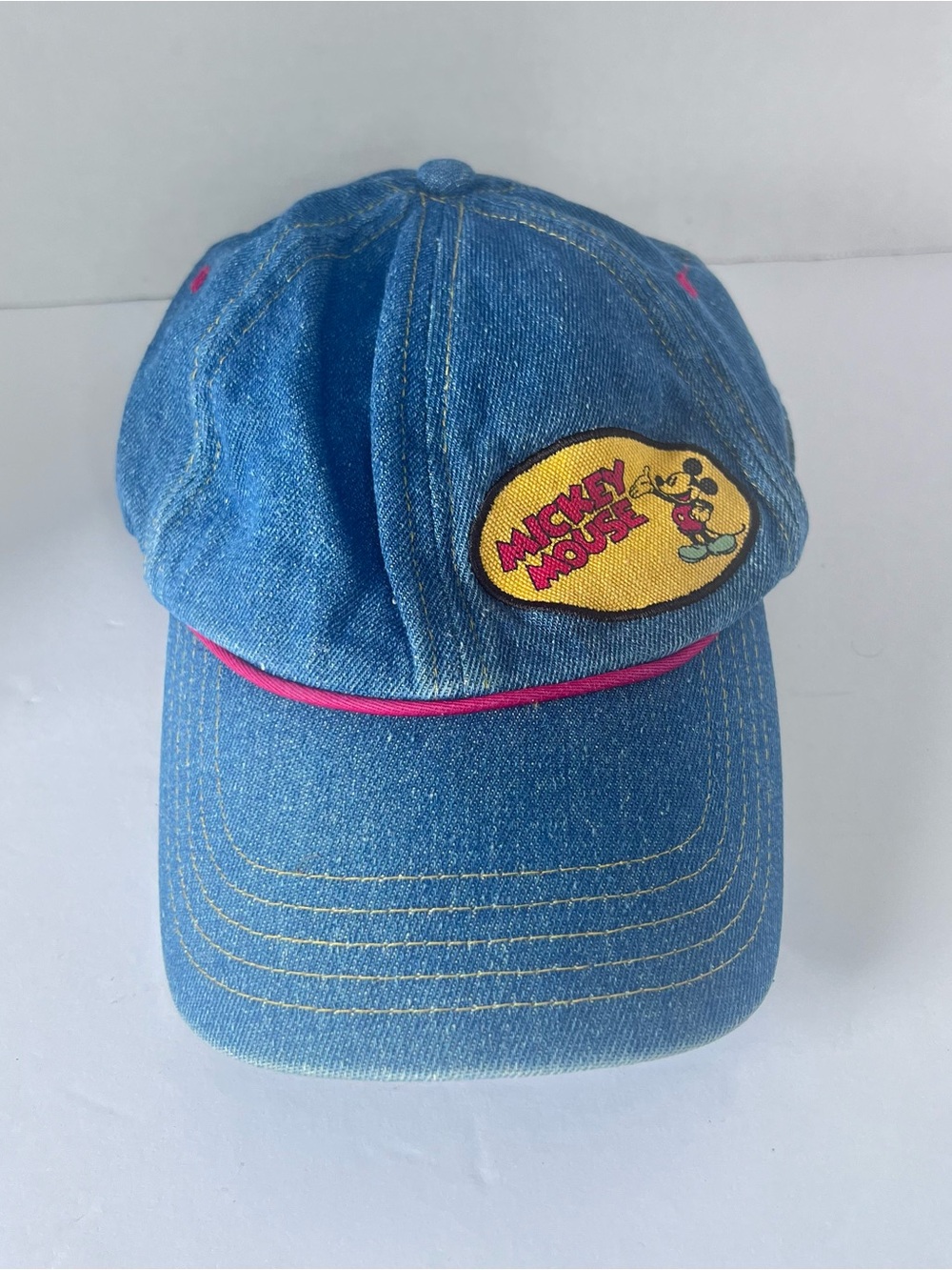 Vintage Disney Hat Mickey Mouse Denim Strapback Patch Cap Hat 90s Adult One Size